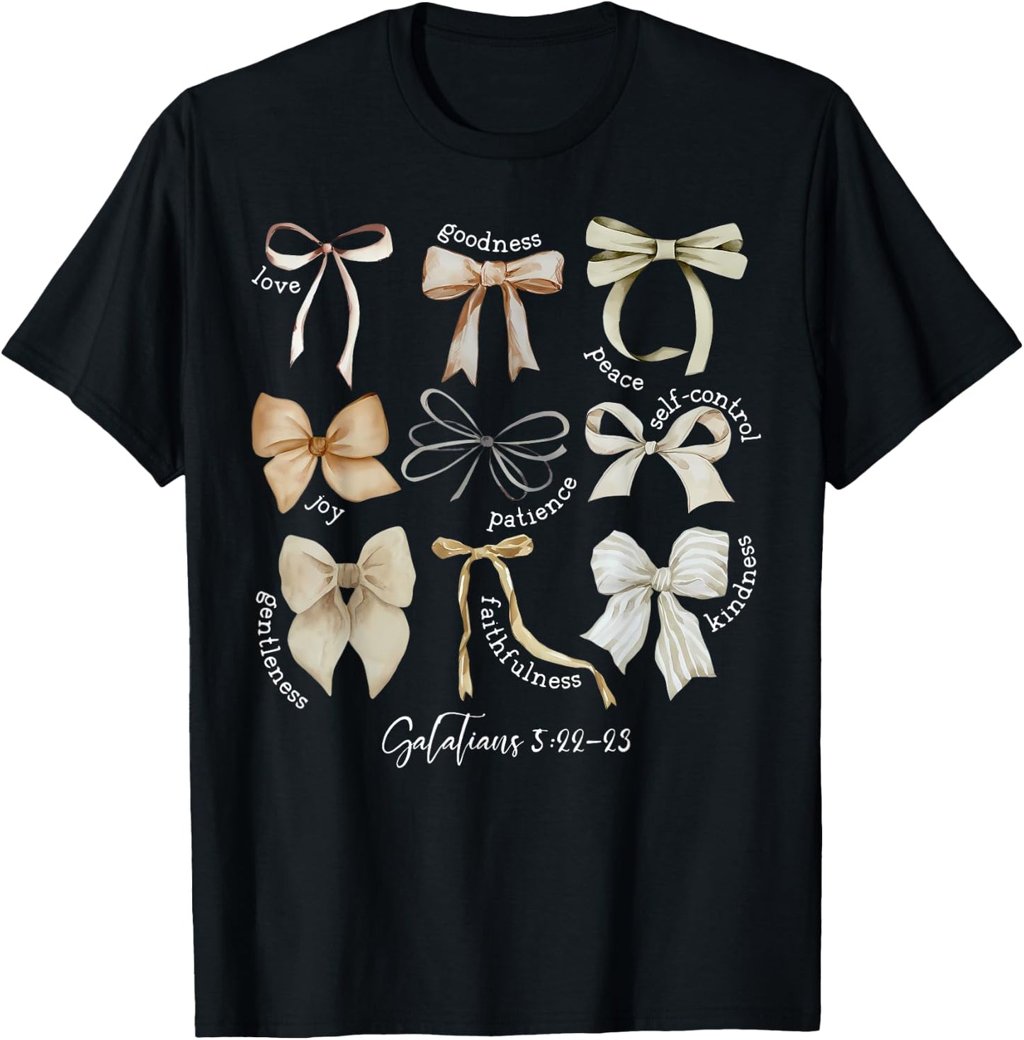 Coquette Bow Christian Fruit of the Spirit Bible Verse Jesus T-Shirt - T-Shirt | Black