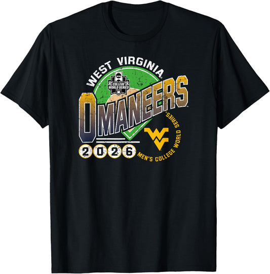West Virginia Mountaineers CWS Baseball 2026 Omaneers Retro T-Shirt - T-Shirt | Black