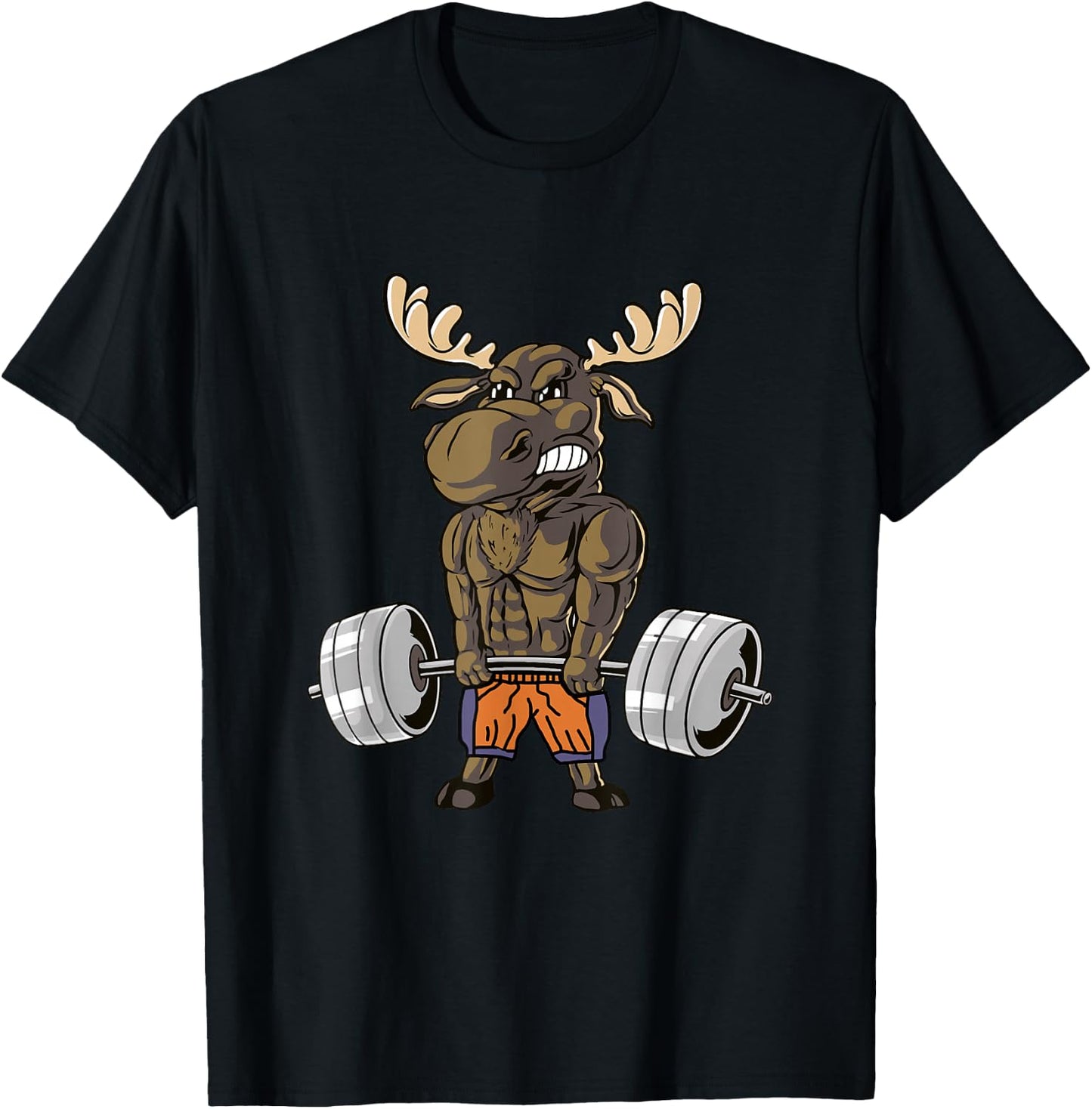 Funny Deadlift Moose Weightlifting Gym Humor T-Shirt - T-Shirt | Black