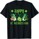 Gnomes Holding Shamrock Green Plaid Leopard St Patrick's Day T-Shirt - T-Shirt | Black