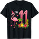 I'm 11 Year Old Flamingo Tropical Theme 11th Birthday Girl T-Shirt - T-Shirt | Black