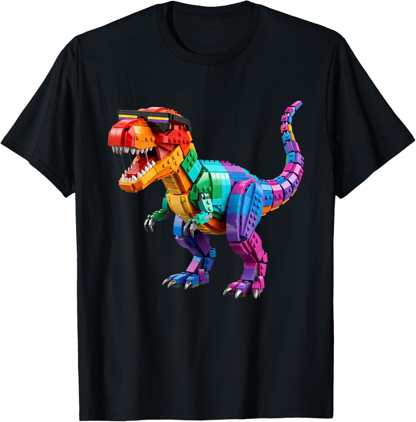 Master Builder Boys Kids Building Bricks Toys Dinosaur T-Rex T-Shirt - T-Shirt | Black