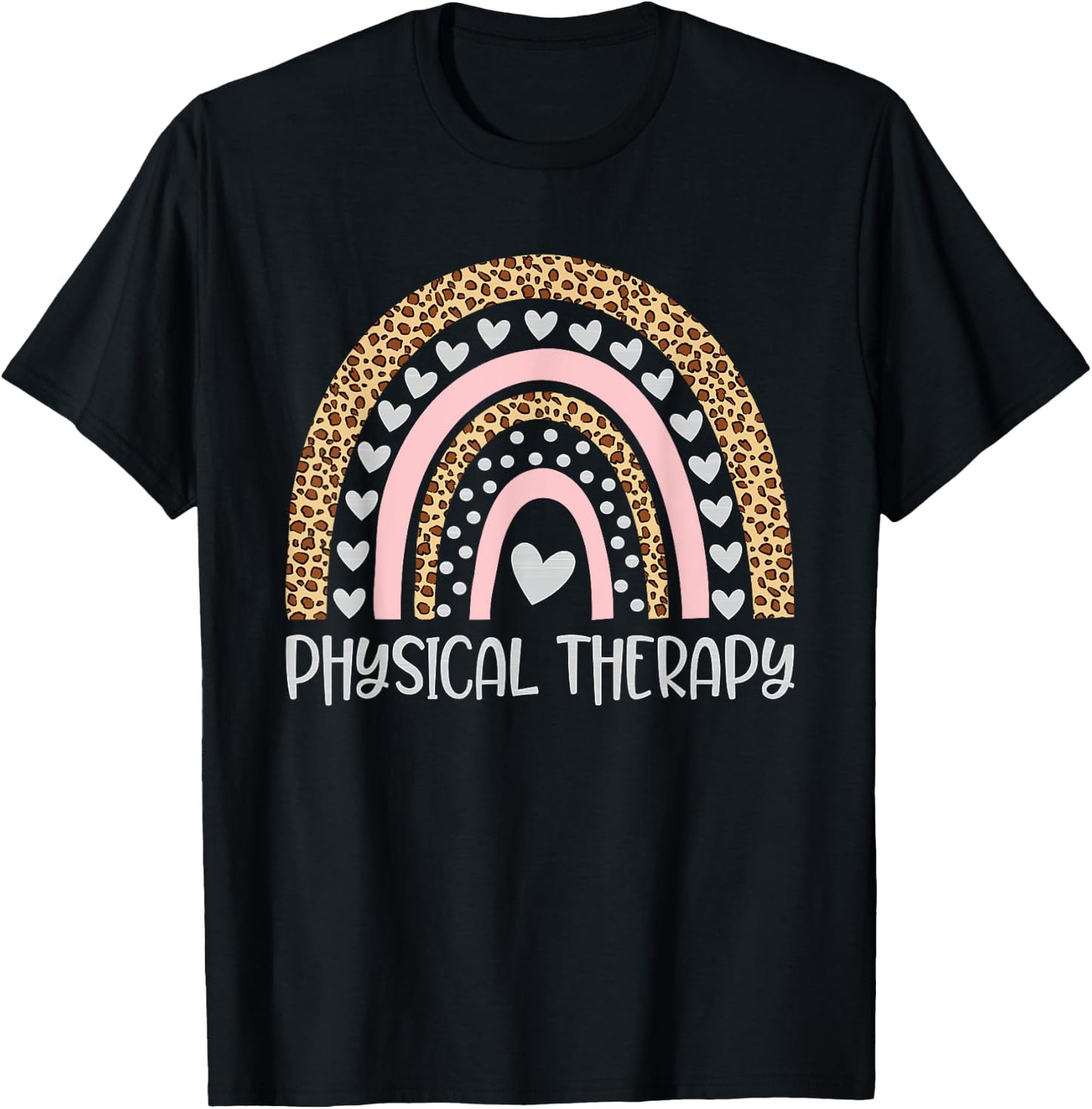 Physical Therapy Rainbow Leopard Physical Therapist PT Month T-Shirt - T-Shirt | Black
