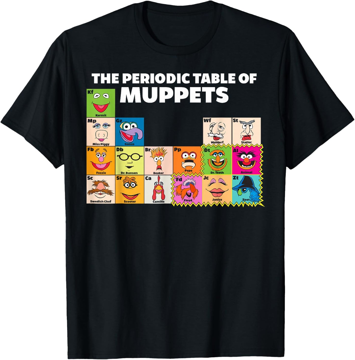 Disney The Muppets Periodic Table of The Muppets Small T-Shirt - T-Shirt | Black
