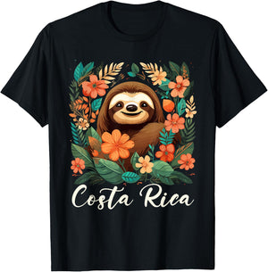Costa Rica Tropical Sloth T-Shirt - T-Shirt | Black