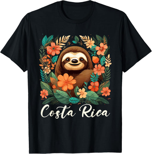 Costa Rica Tropical Sloth T-Shirt - T-Shirt | Black