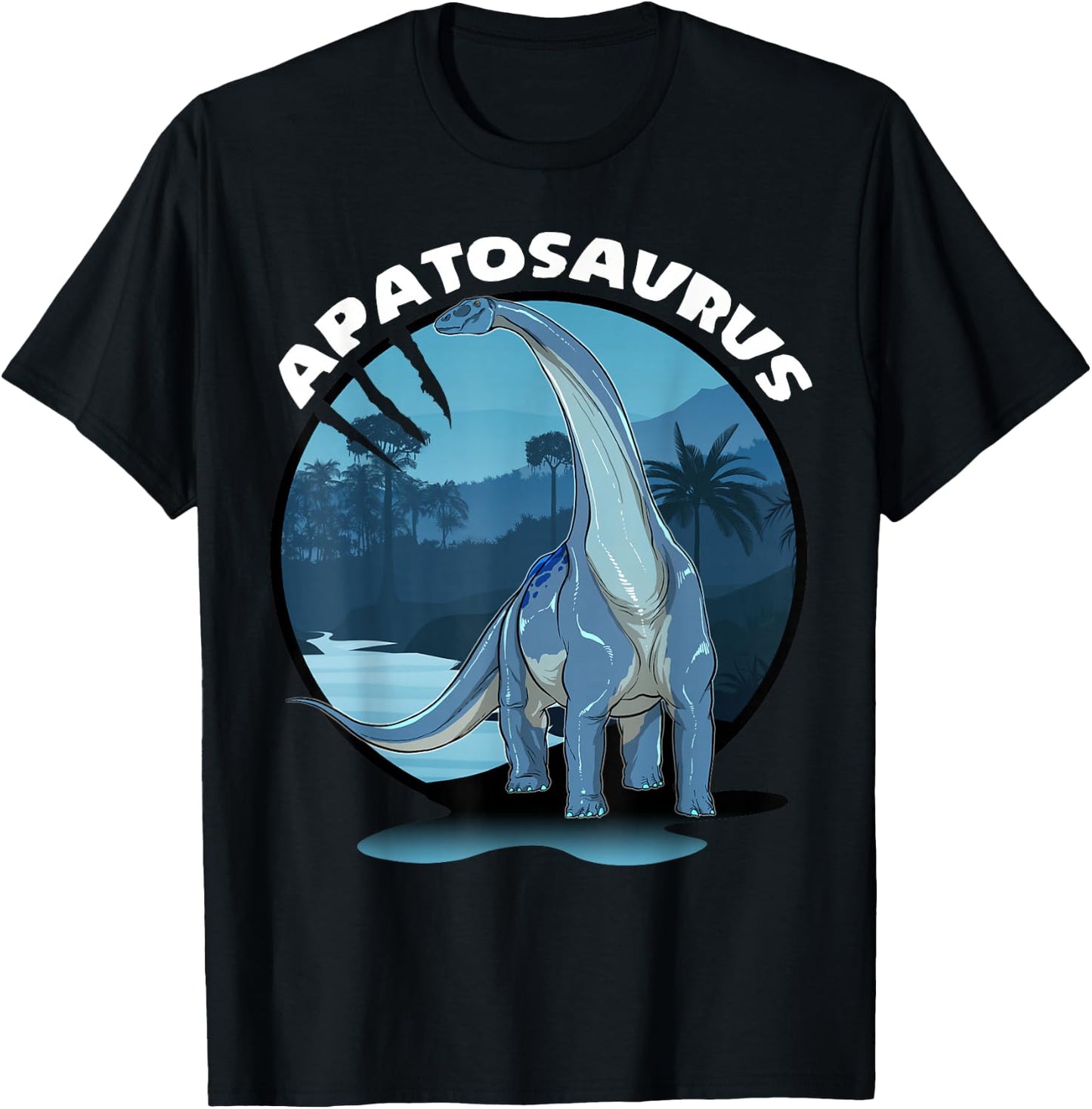 Apatosaurus Dinosaur Design With Background T-Shirt - T-Shirt | Black