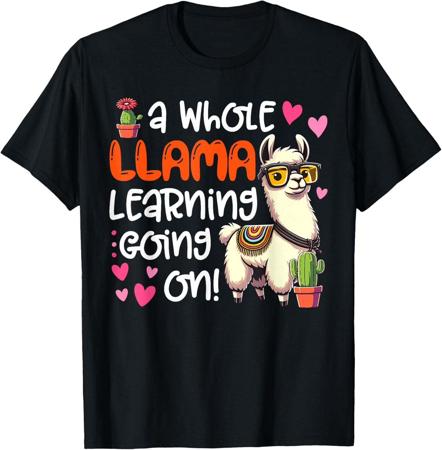 Llama Learning Teachers Students Alpaca Lover Back To School T-Shirt - T-Shirt | Black
