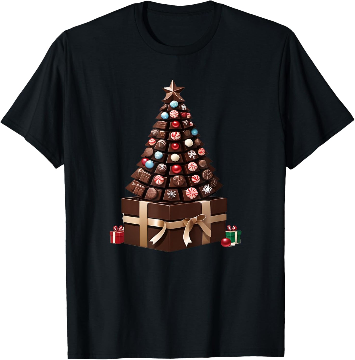 Box of Chocolates Christmas Tree T-Shirt - T-Shirt | Black