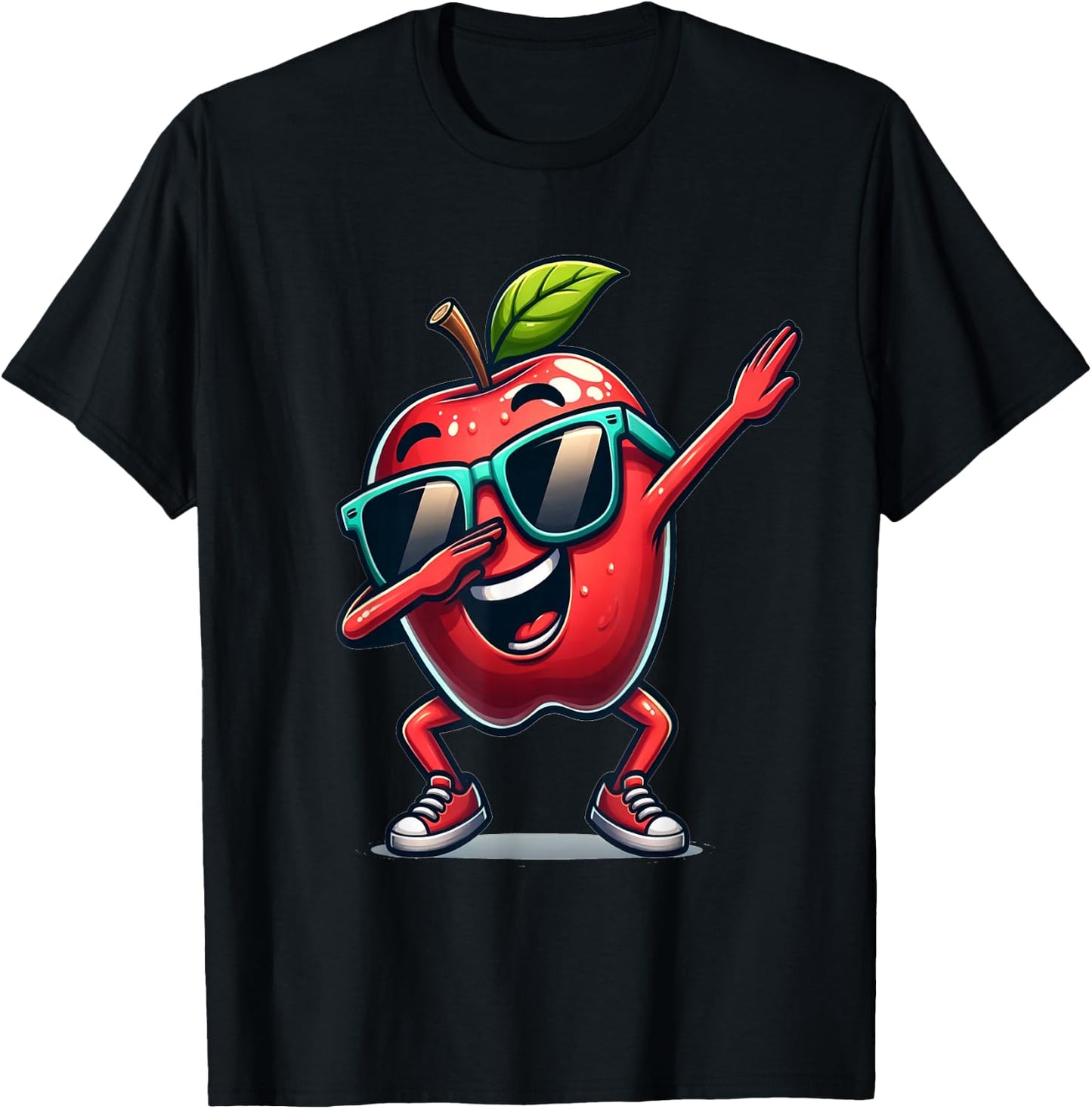 Dab Apple Dancing Dabbing Apple Fruit T-Shirt - T-Shirt | Black