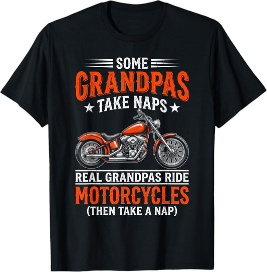 Real Grandpas Ride Motorcycles Funny Cruiser Bike T-Shirt - T-Shirt | Black