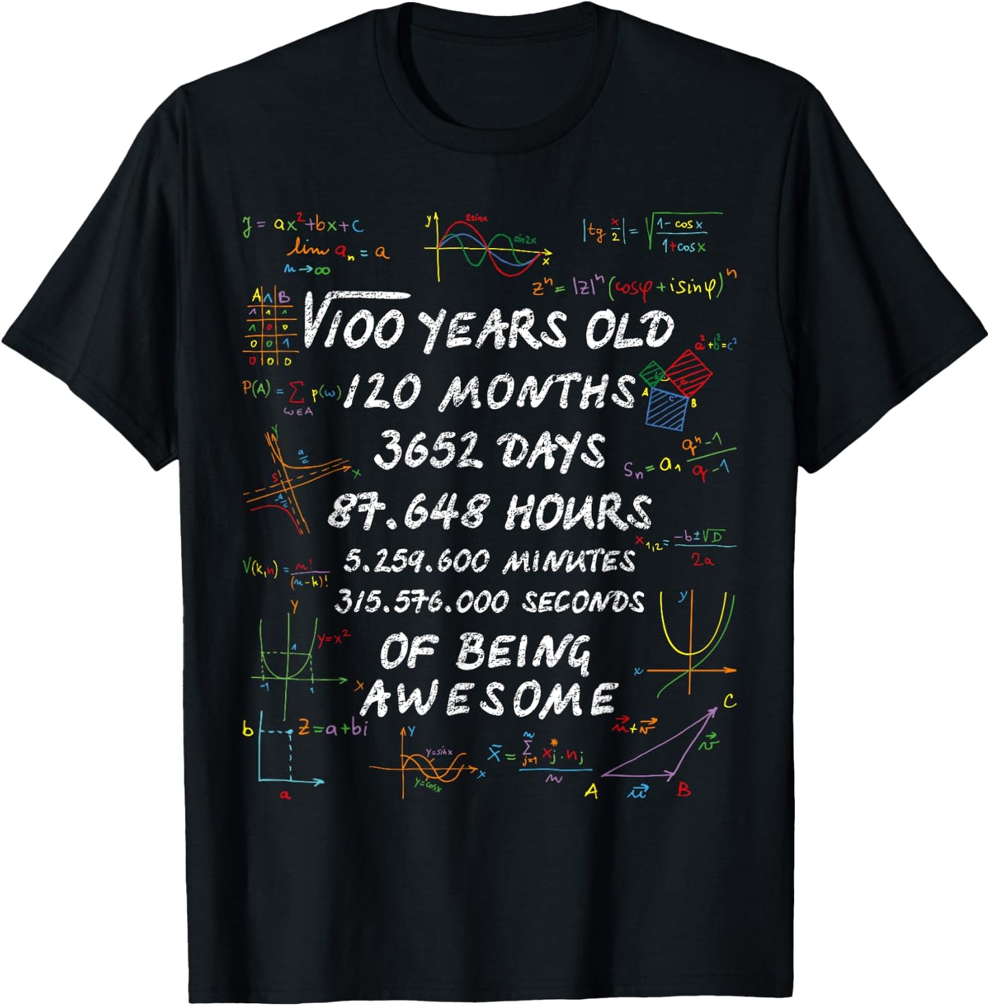 Square Root of 100 10th Birthday 10 Years Old Math Nerd T-Shirt - T-Shirt | Black