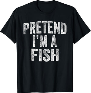 Pretend I'm A Fish Costume Family Lazy Halloween Party Fish T-Shirt - T-Shirt | Black