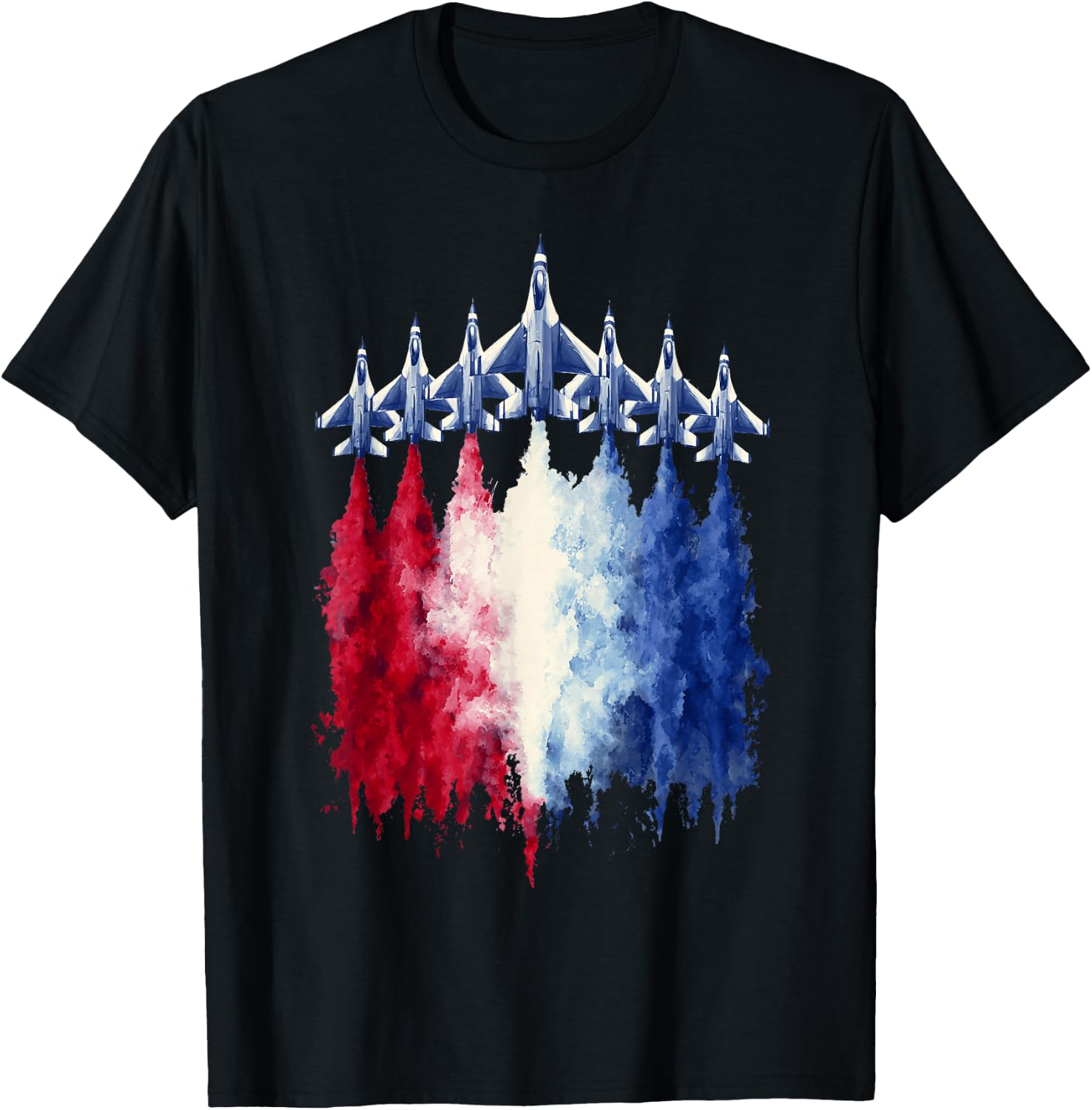 4th of July Patriotic Fighter Jets Airshow USA T-Shirt - T-Shirt | Black