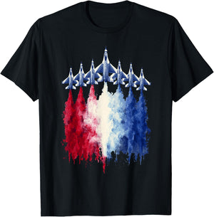 4th of July Patriotic Fighter Jets Airshow USA T-Shirt - T-Shirt | Black