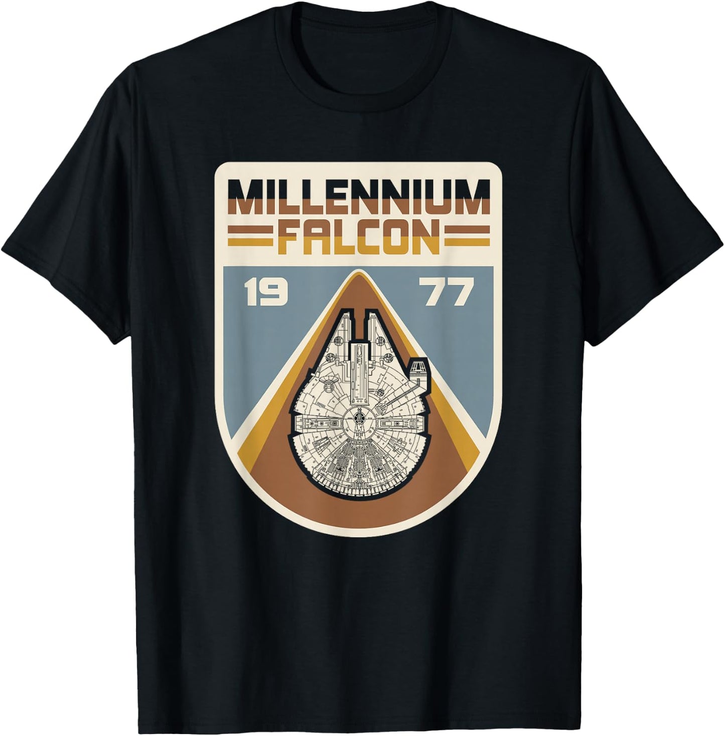 Star Wars Millennium Falcon Vintage 1977 Badge T-Shirt - T-Shirt | Black