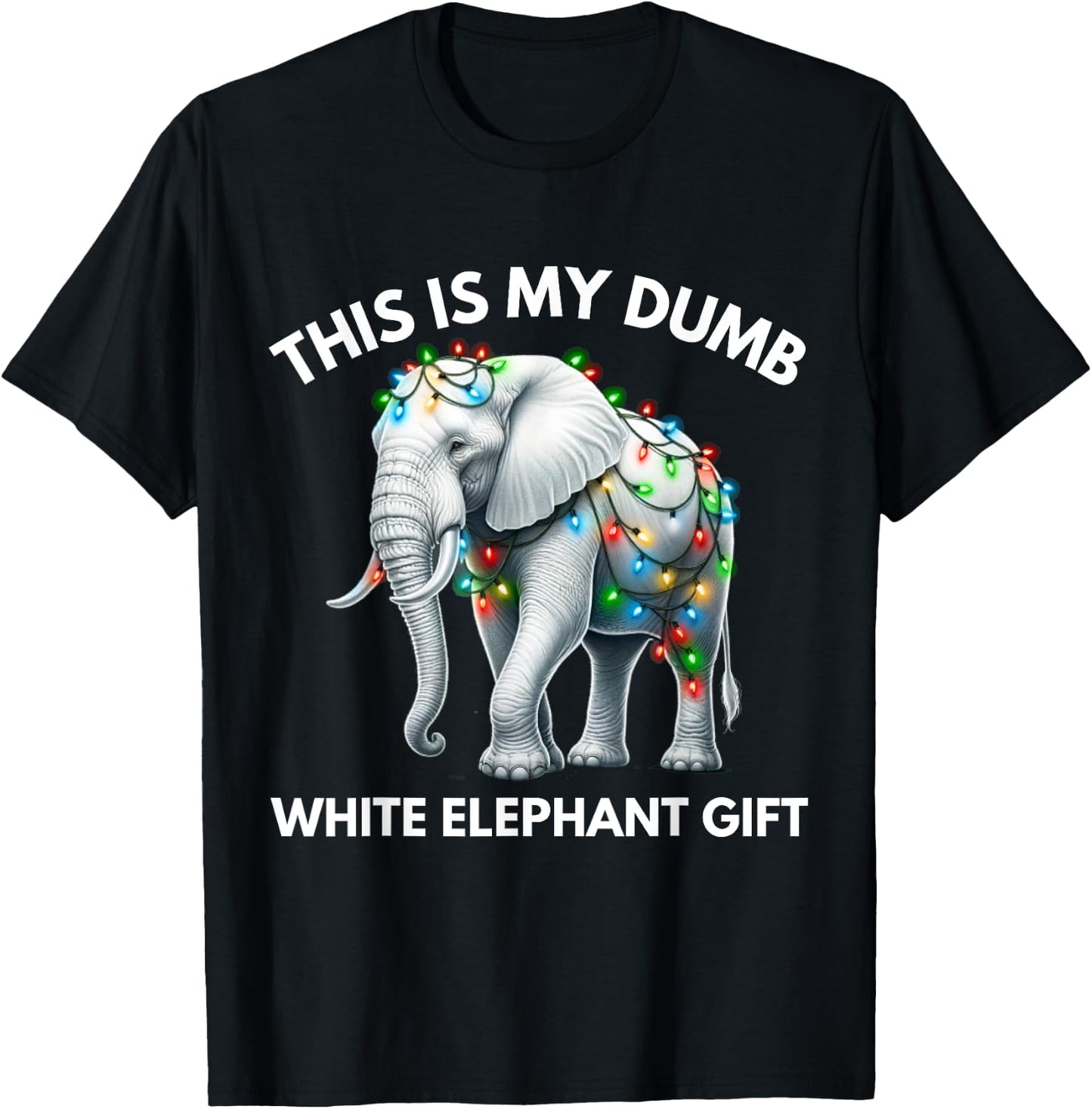 Funny White Elephant Gift Wrapped Elephant Dumb Gift T-Shirt - T-Shirt | Black