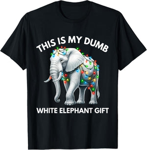 Funny White Elephant Gift Wrapped Elephant Dumb Gift T-Shirt - T-Shirt | Black
