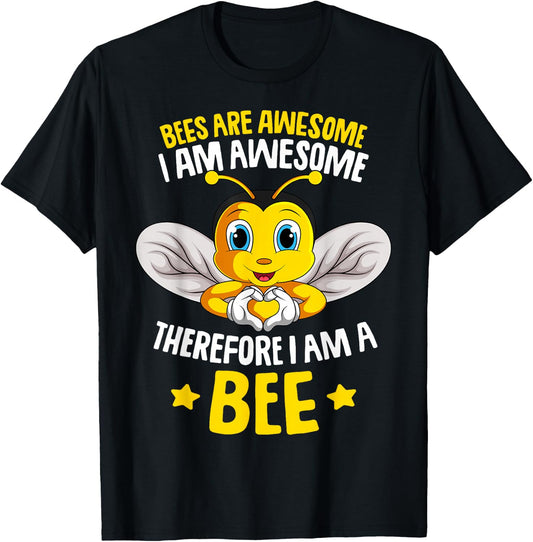 Bees Are Awesome Bumble Bee Kids Boys Girls T-Shirt - T-Shirt | Black