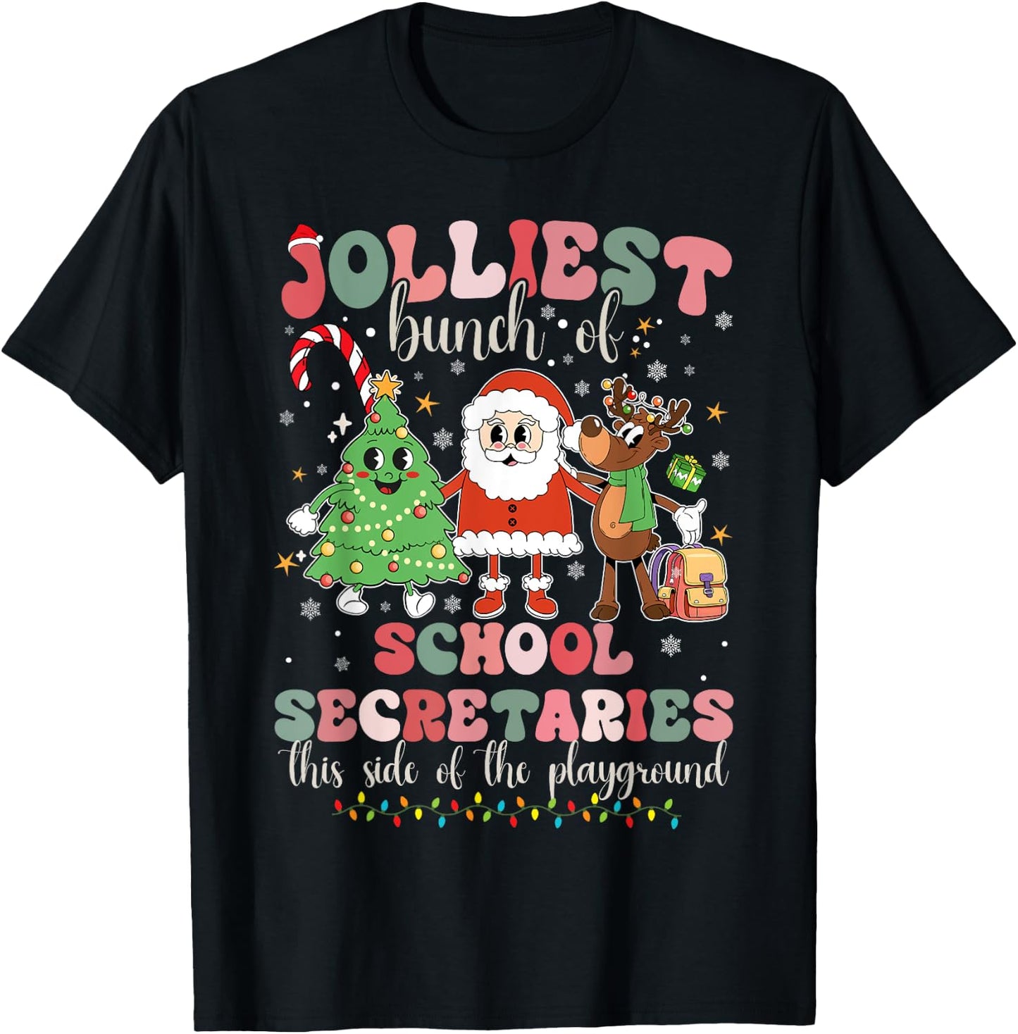 School Secretary This Side Of The Playground Christmas Xmas T-Shirt - T-Shirt | Black