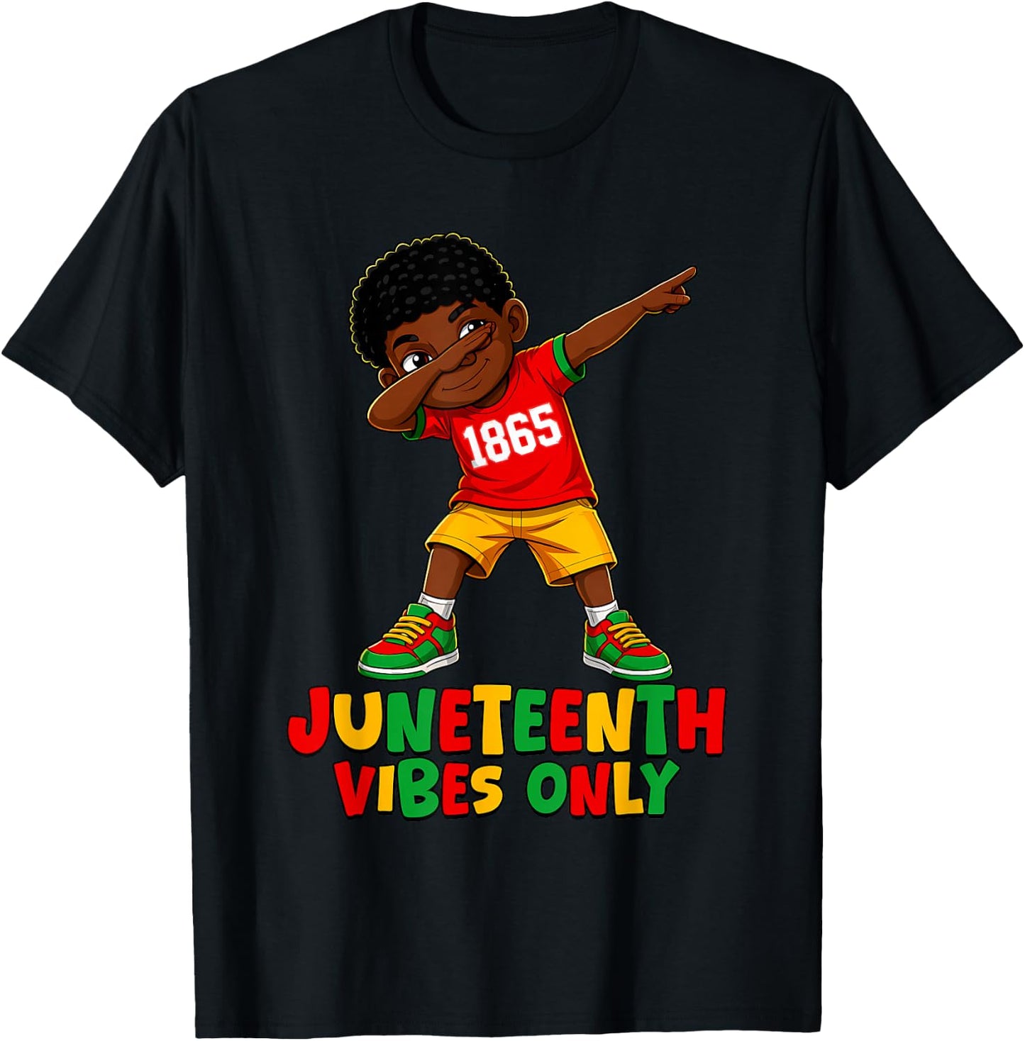 Juneteenth Celebrating 1865 Melanin Brown Skin Boy Kids Teen T-Shirt - T-Shirt | Black