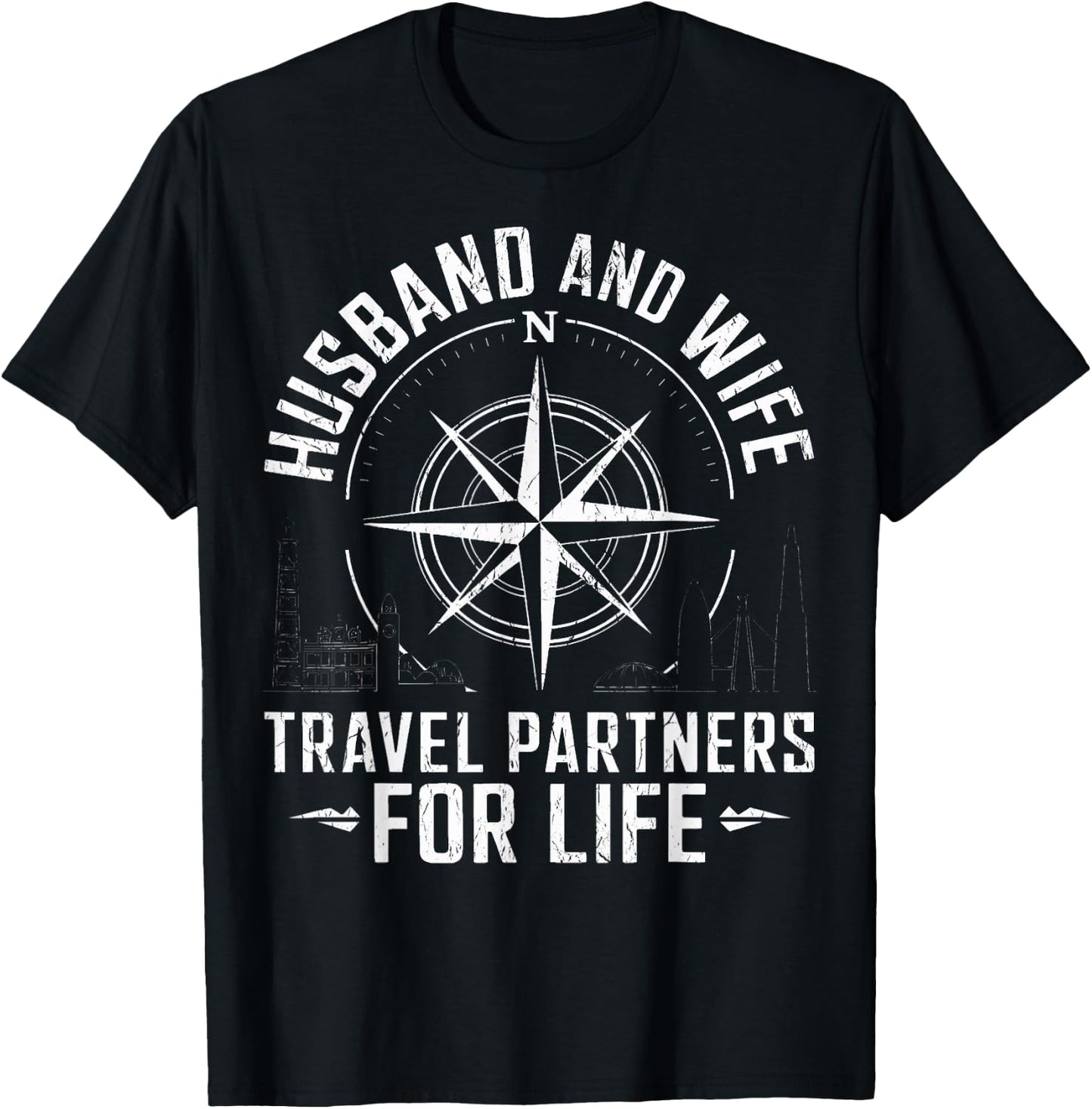 Couples Road Trip Husband Wife Travel Partners For Life T-Shirt - T-Shirt | Black