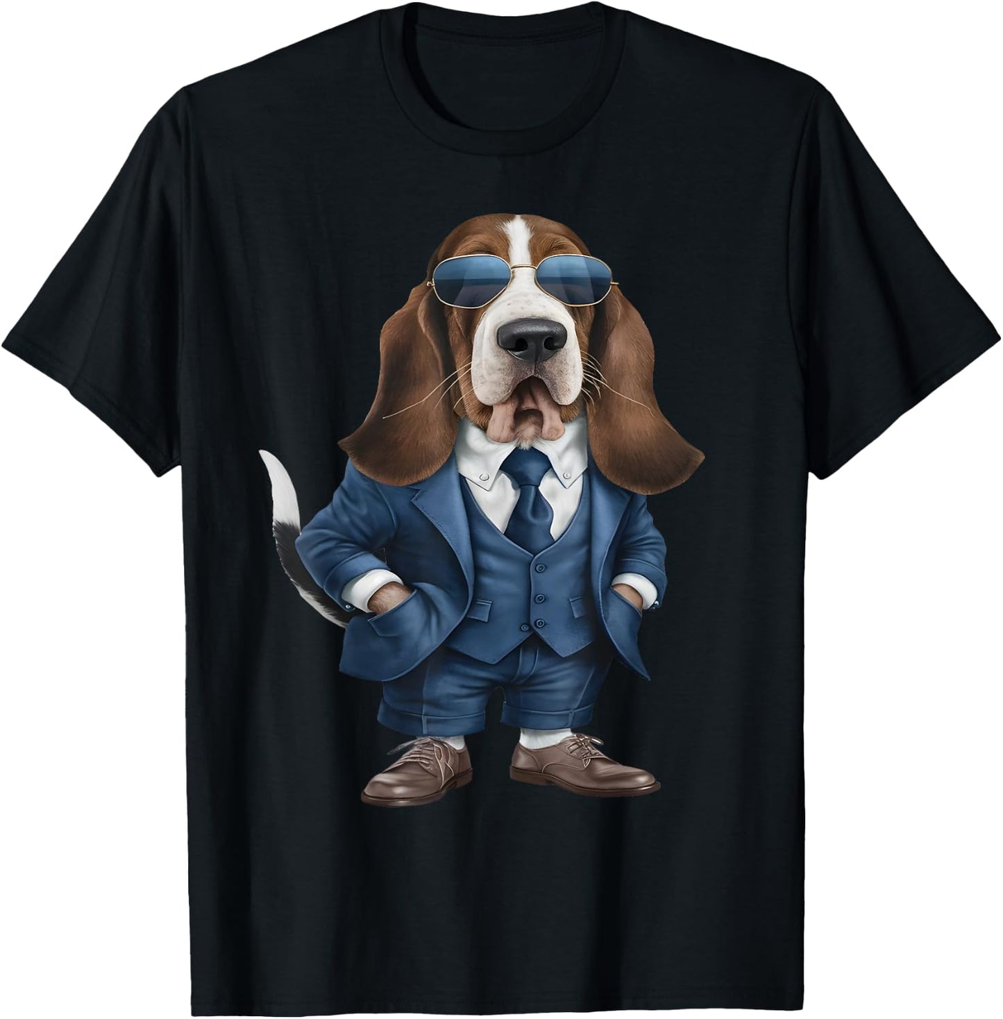 Men Woman Basset Hound Suit Basset Hound T-Shirt - T-Shirt | Black