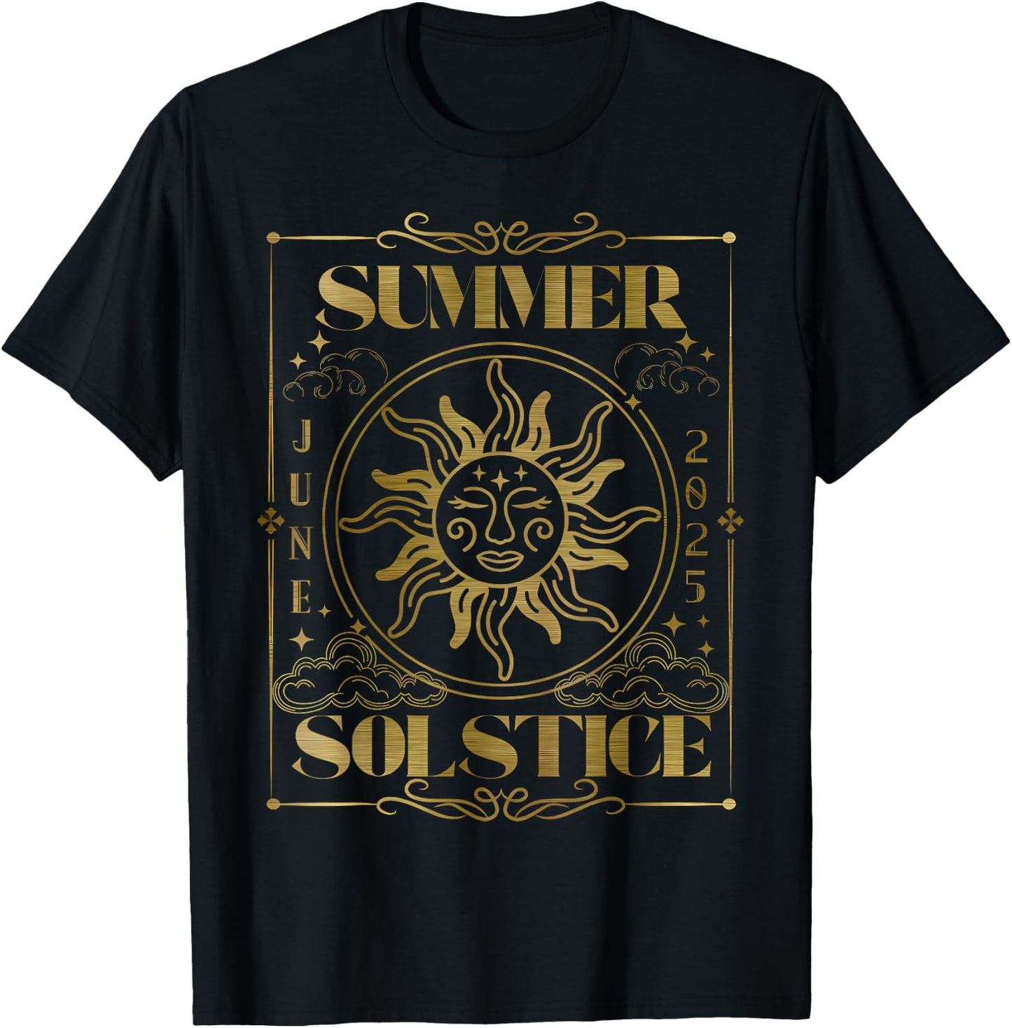 Summer Solstice Mystical Celestial Sun Festival Astrology T-Shirt - T-Shirt | Black