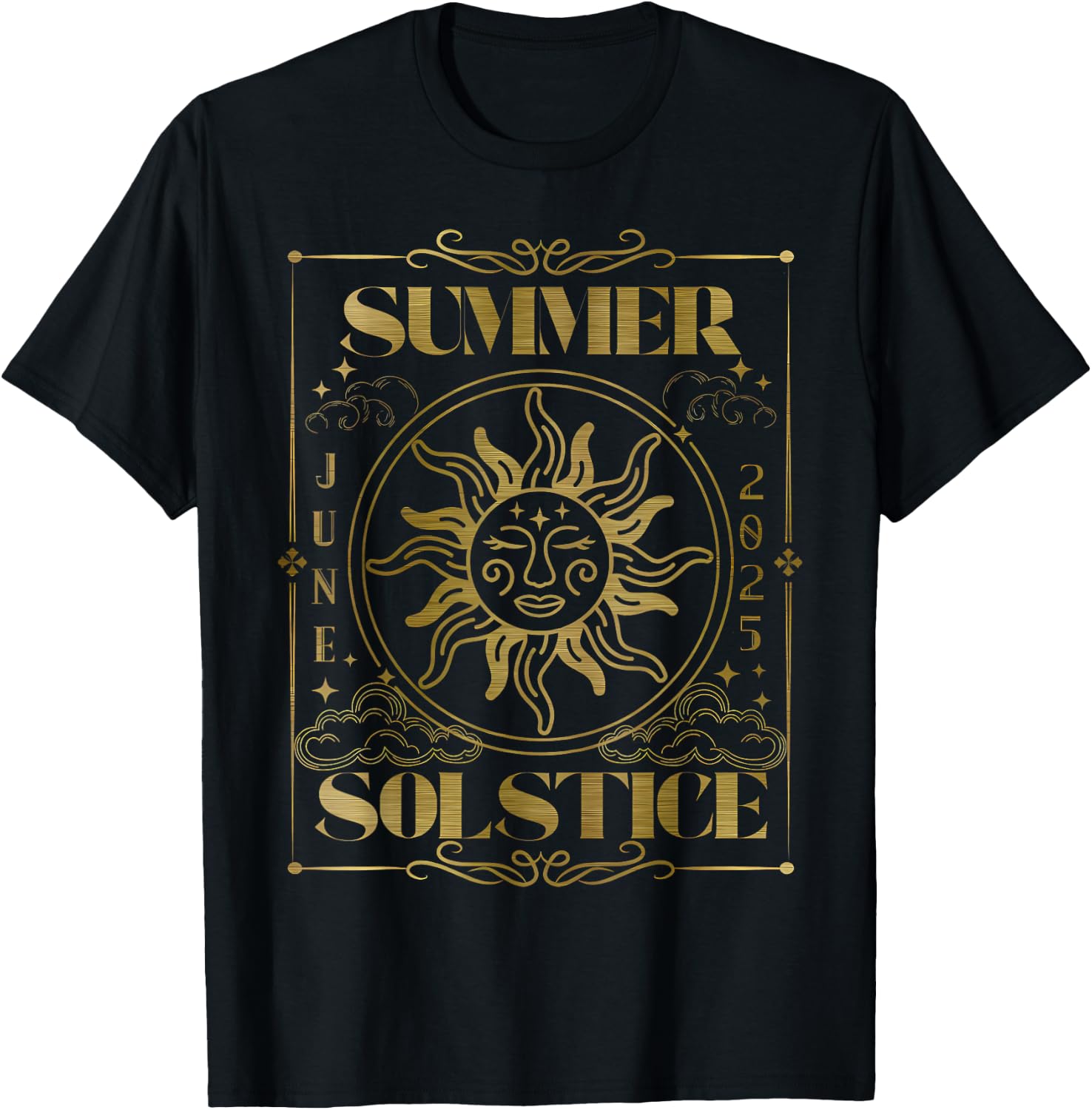Summer Solstice Mystical Celestial Sun Festival Astrology T-Shirt - T-Shirt | Black