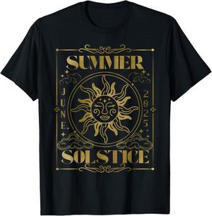 Summer Solstice Mystical Celestial Sun Festival Astrology T-Shirt - T-Shirt | Black