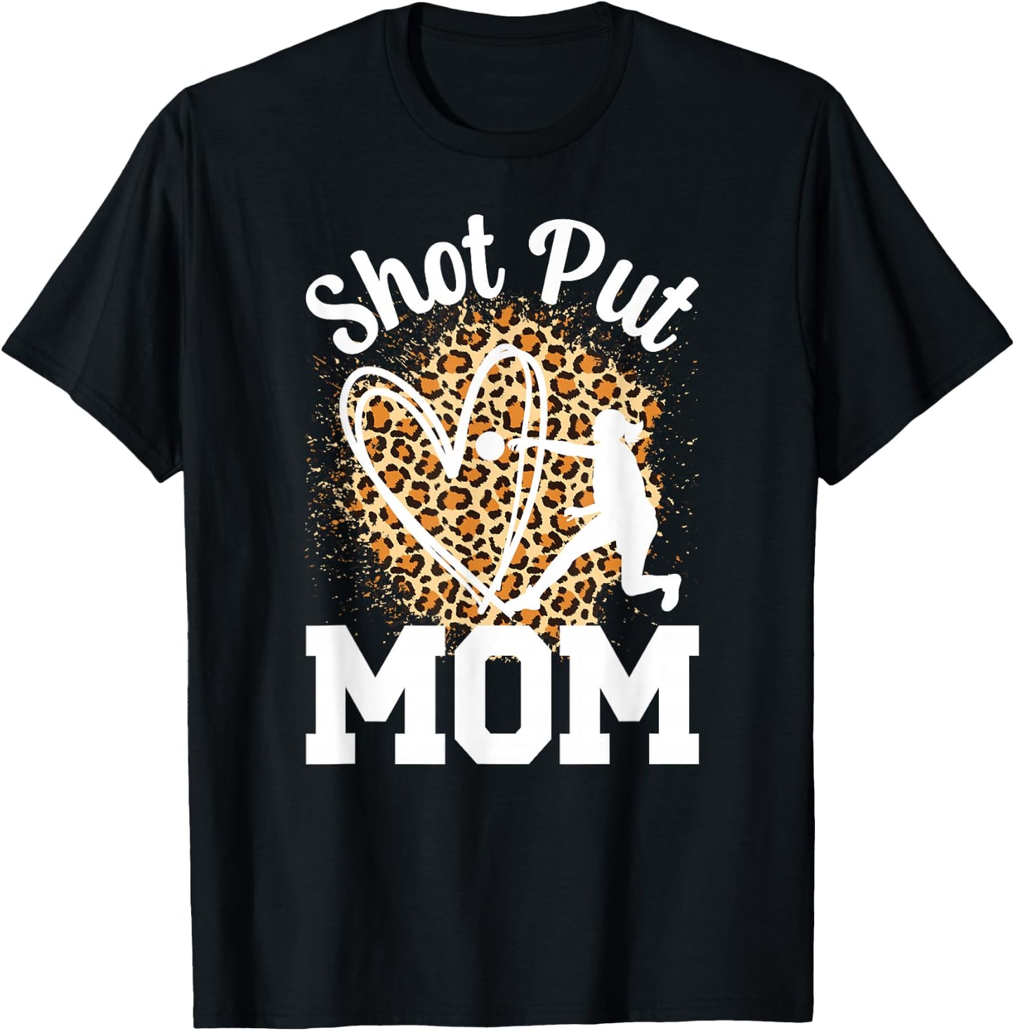 Shot Put Mom Of A Shot Put Thrower Leopard Shot Putter Mama T-Shirt - T-Shirt | Black