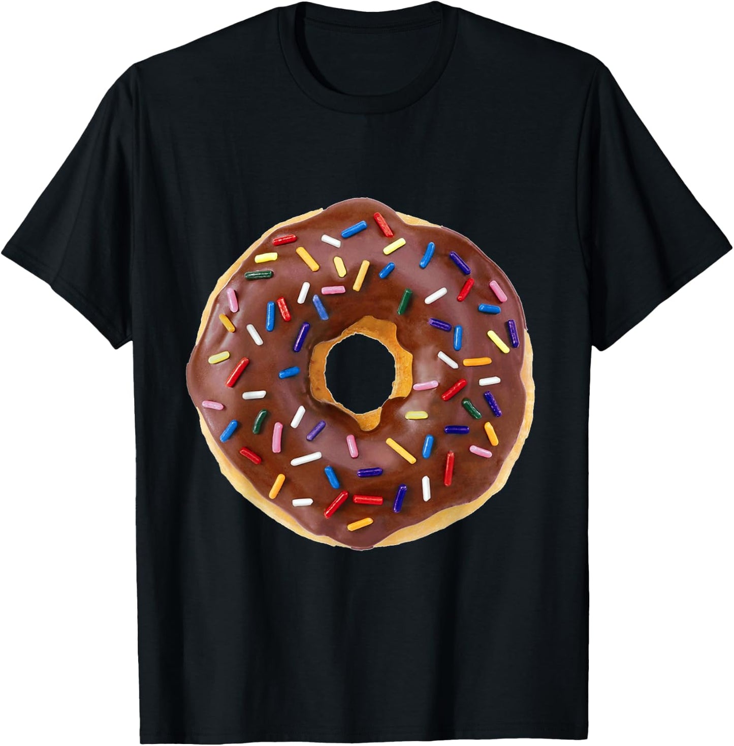 Chocolate Donut with Sprinkles T-Shirt - T-Shirt | Black