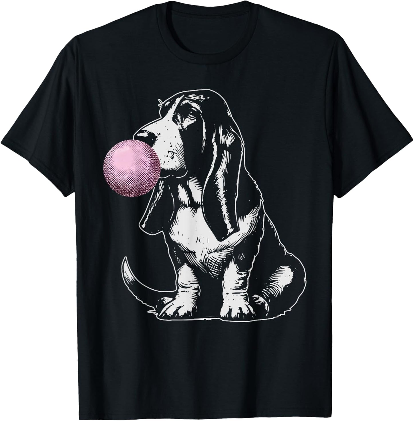 Vintage Dog Basset Hound Bubble Gum Graphic Owner Dog Lover T-Shirt - T-Shirt | Black