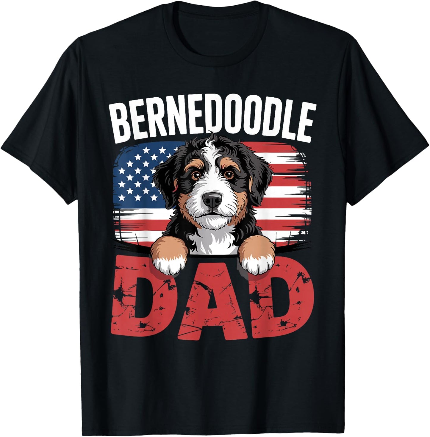 Funny Bernedoodle Dad Art Boys Bernedoodle Dog Owner T-Shirt - T-Shirt | Black