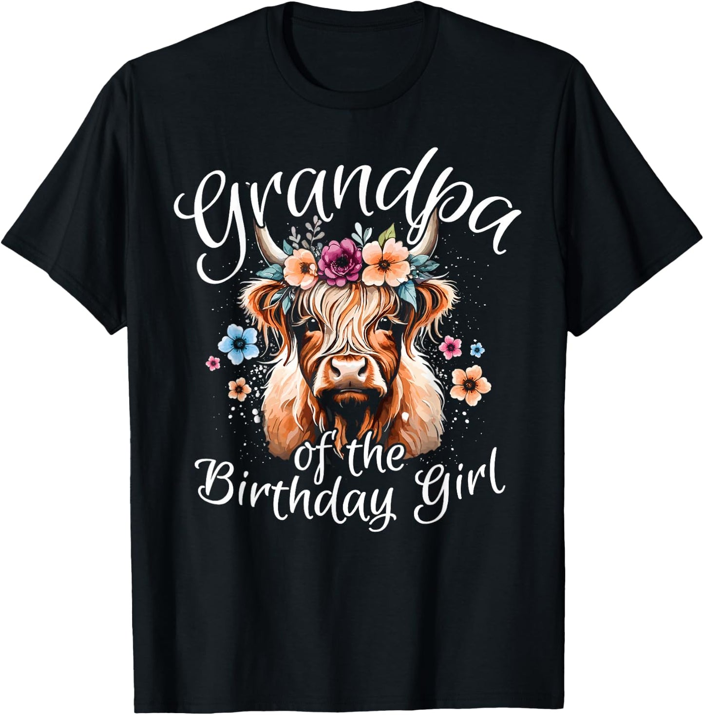 Grandpa Of The Birthday Girl Highland Cow T-Shirt - T-Shirt | Black