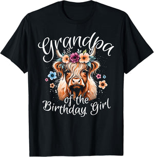 Grandpa Of The Birthday Girl Highland Cow T-Shirt - T-Shirt | Black