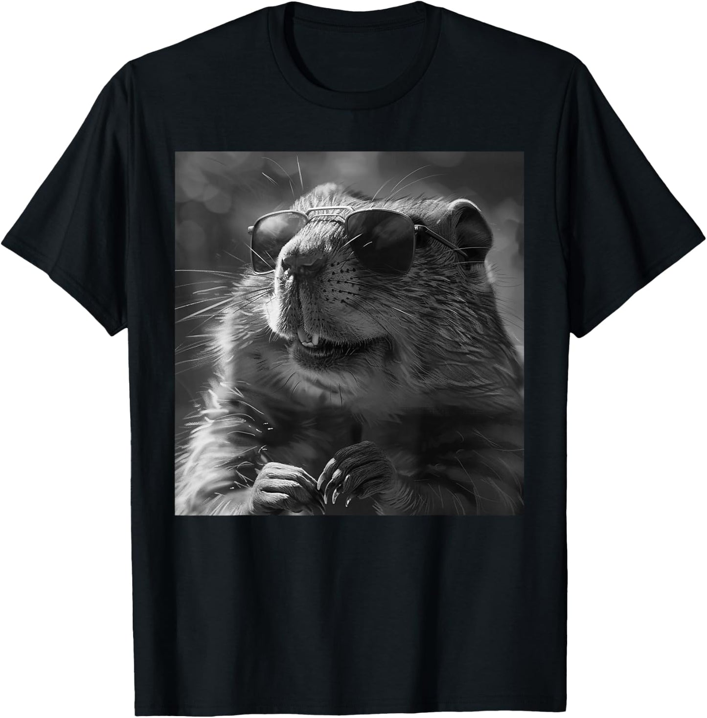Groundhog Cheekily Laughs, Funny Animal, Groundhog Funny , Black, S T-Shirt - T-Shirt | Black