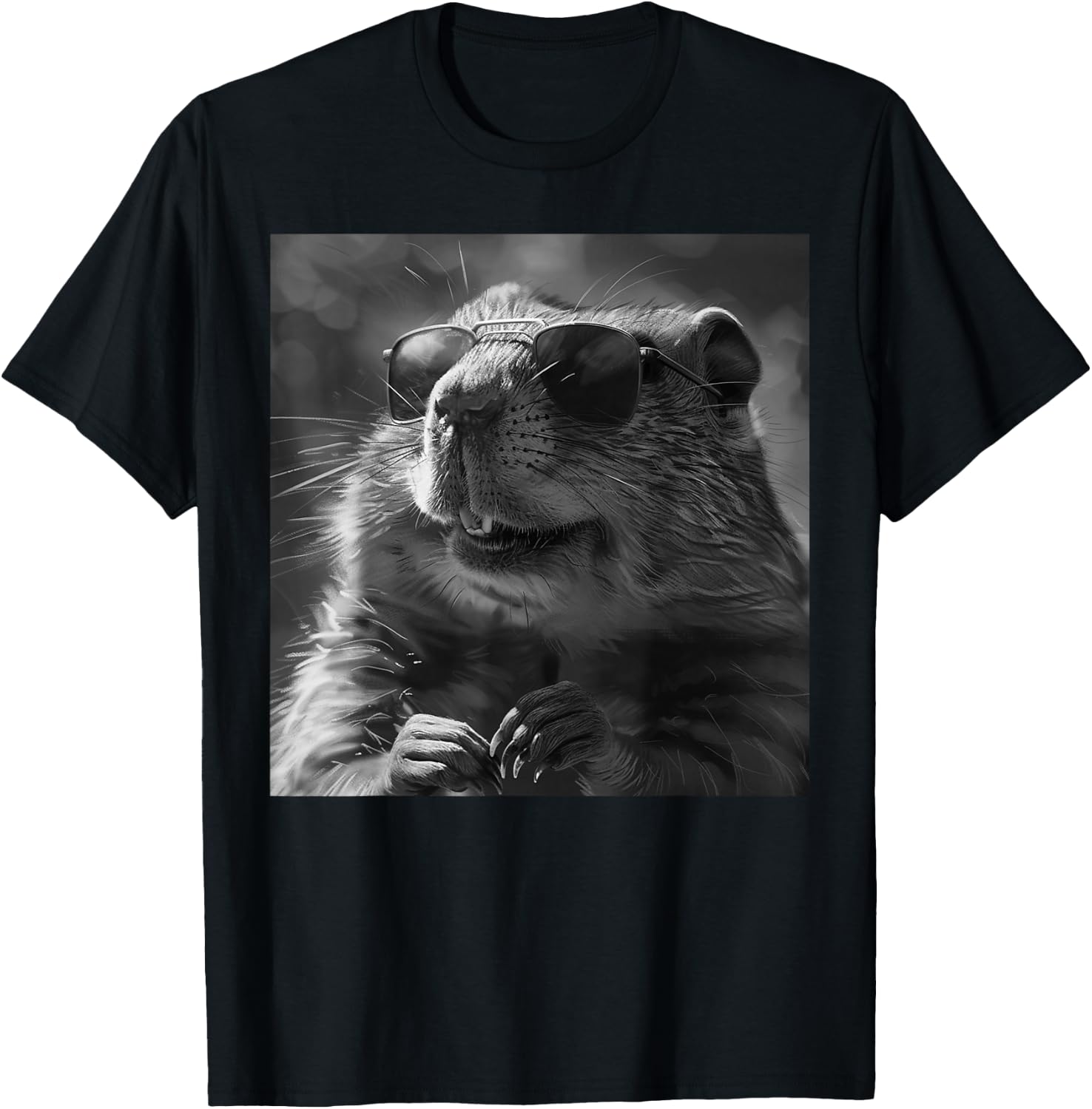 Groundhog Cheekily Laughs, Funny Animal, Groundhog Funny , Black, S T-Shirt - T-Shirt | Black