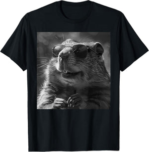 Groundhog Cheekily Laughs, Funny Animal, Groundhog Funny , Black, S T-Shirt - T-Shirt | Black