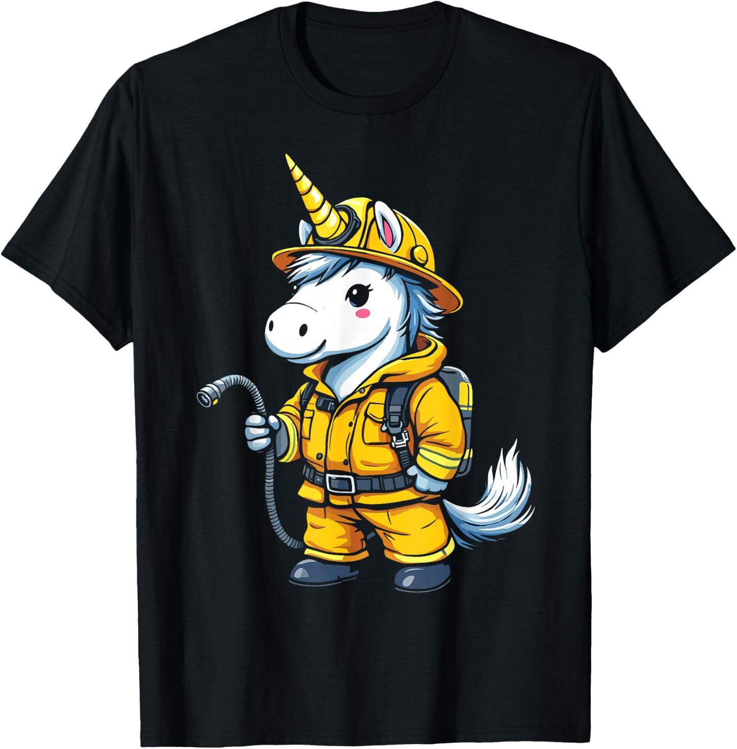 Firefighter Unicorn T-Shirt - T-Shirt | Black