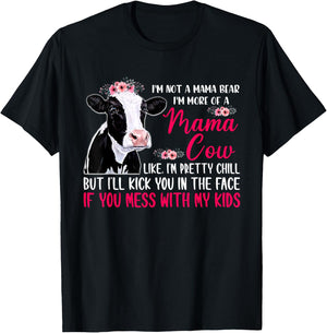 I'm Not A Mama Bear I'm More Of A Mama Cow Floral Mother Day T-Shirt - T-Shirt | Black