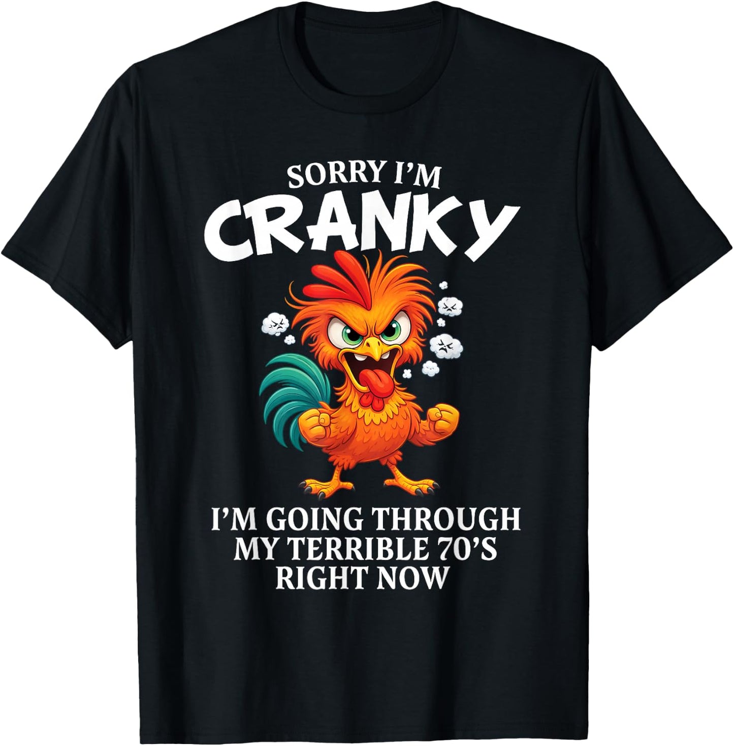 Chicken Sorry I'm Cranky Im Going Through My Terrible 70s T-Shirt - T-Shirt | Black