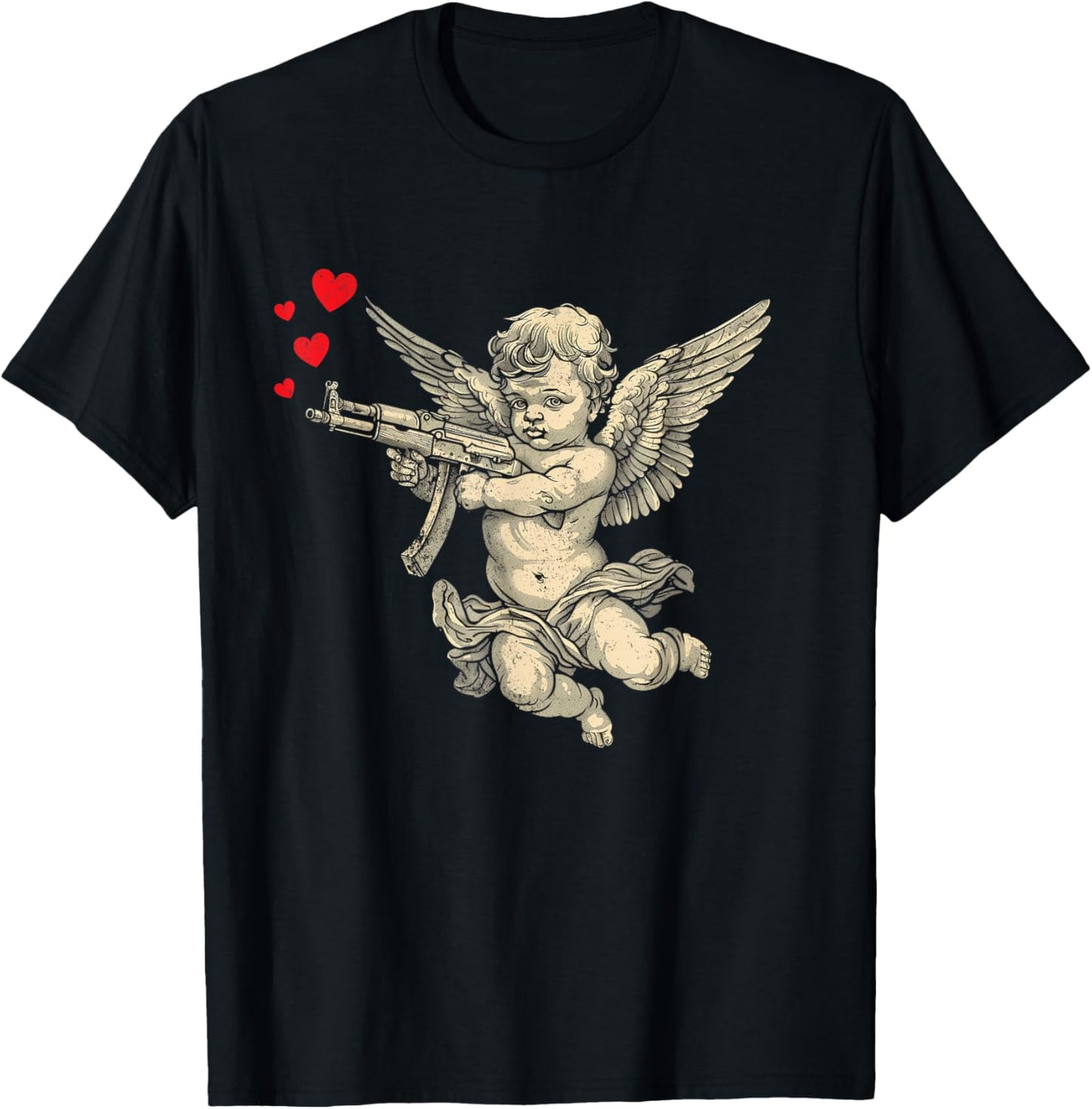 Cherub Angel Cupid Vintage Aesthetic Sarcastic Valentines T-Shirt - T-Shirt | Black
