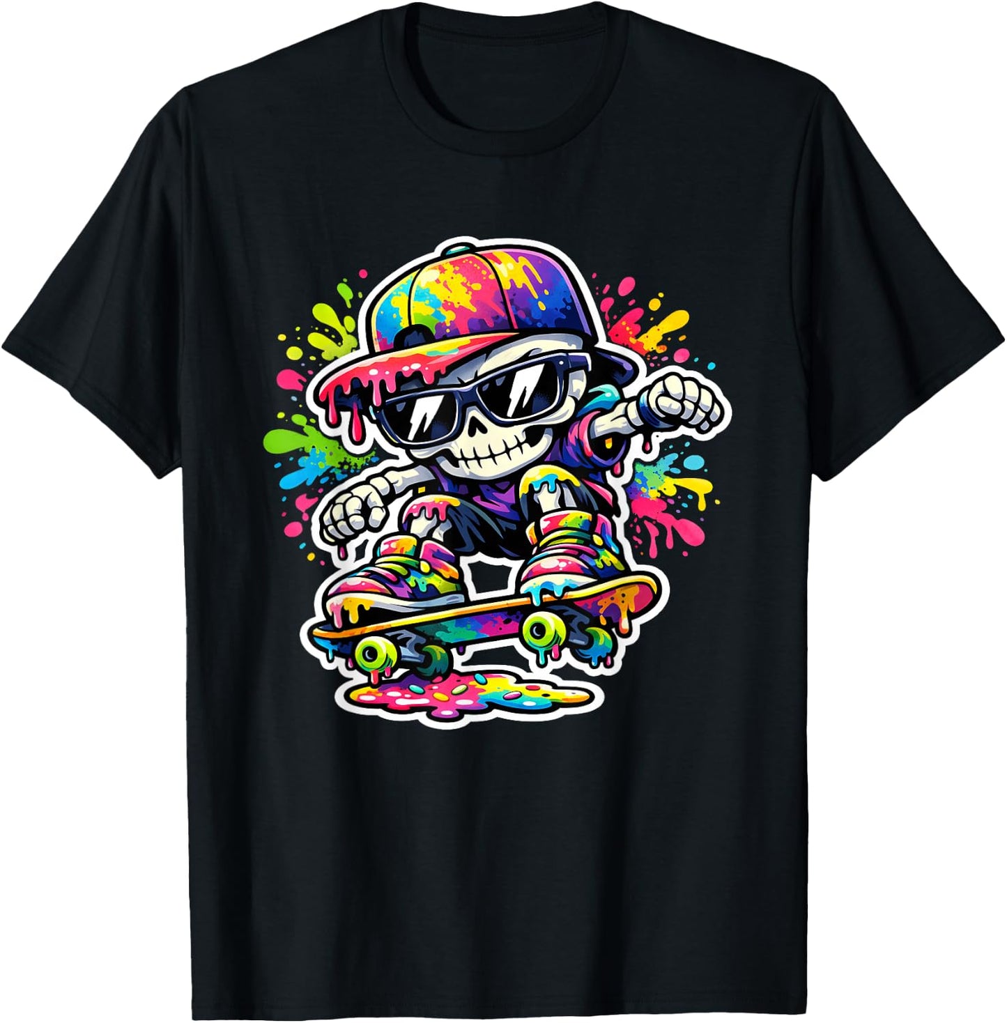 Retro Skate Clothing Kids Skater Boys Y2K Graffiti T-Shirt - T-Shirt | Black
