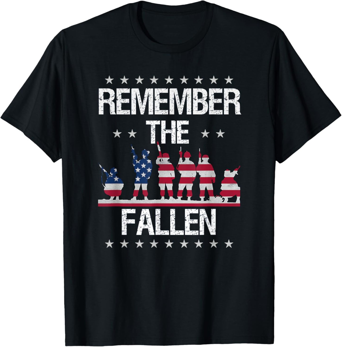 Remember The Fallen Soldiers Armed Forces Memorial T-Shirt - T-Shirt | Black