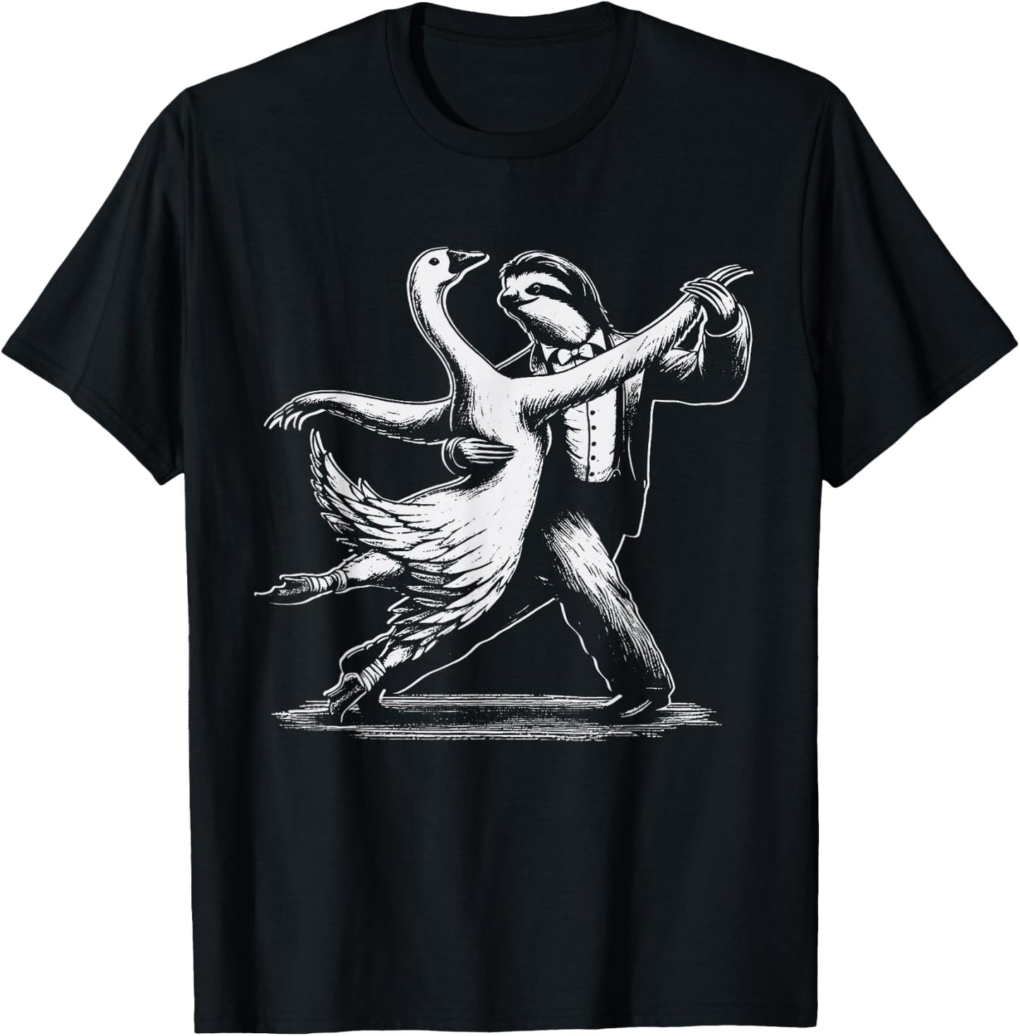 Cute Sloth and Goose Tango Dancing Dancer Gift Men Women Kid T-Shirt - T-Shirt | Black