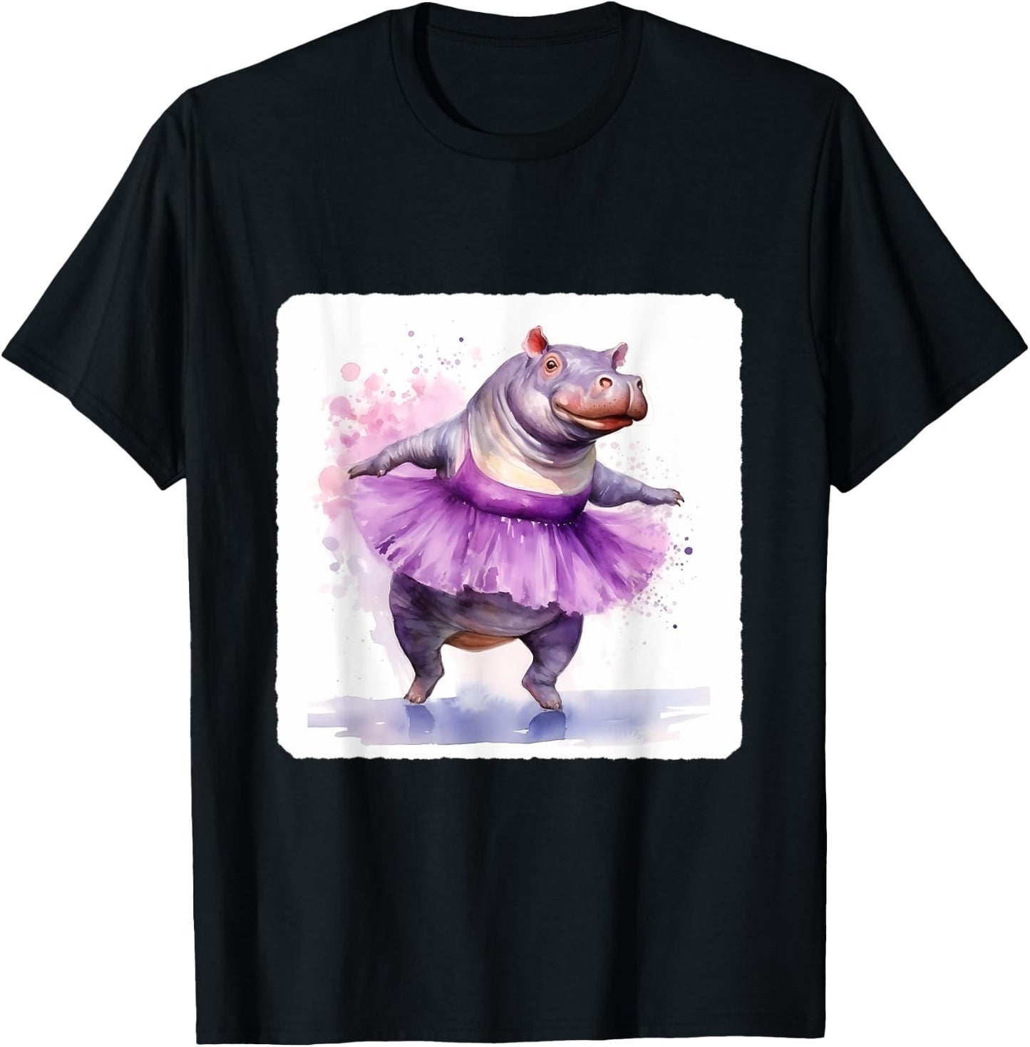 Hippo In A Tutu Dancing Ballet. Performance By Hippo In Tutu T-Shirt - T-Shirt | Black