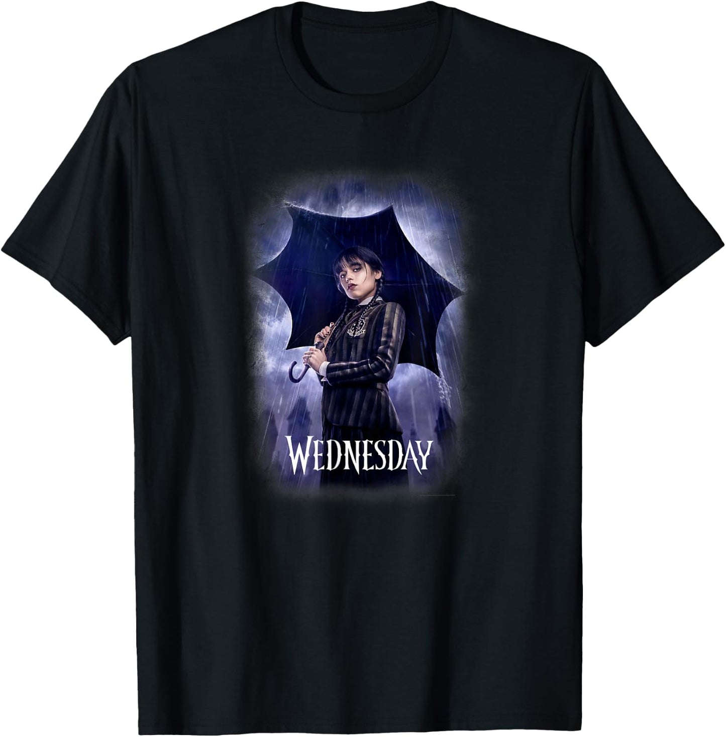 Wednesday Series Mittwochsplakatkunst Schwarz -Erwachsene Female Klein EU S Kurzarm V-Ausschnitt Klassisch 1 Count T-Shirt - T-Shirt | Black