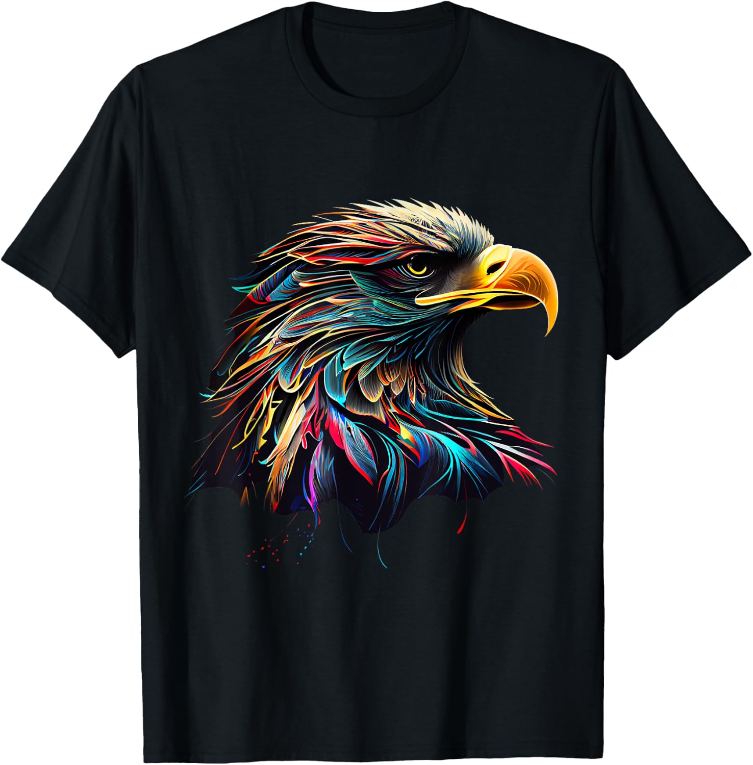 American Bald Eagle Lover Designs -Adults Bald Eagle Lovers Colorful Pop Art American Bald Eagle T-Shirt - T-Shirt | Black