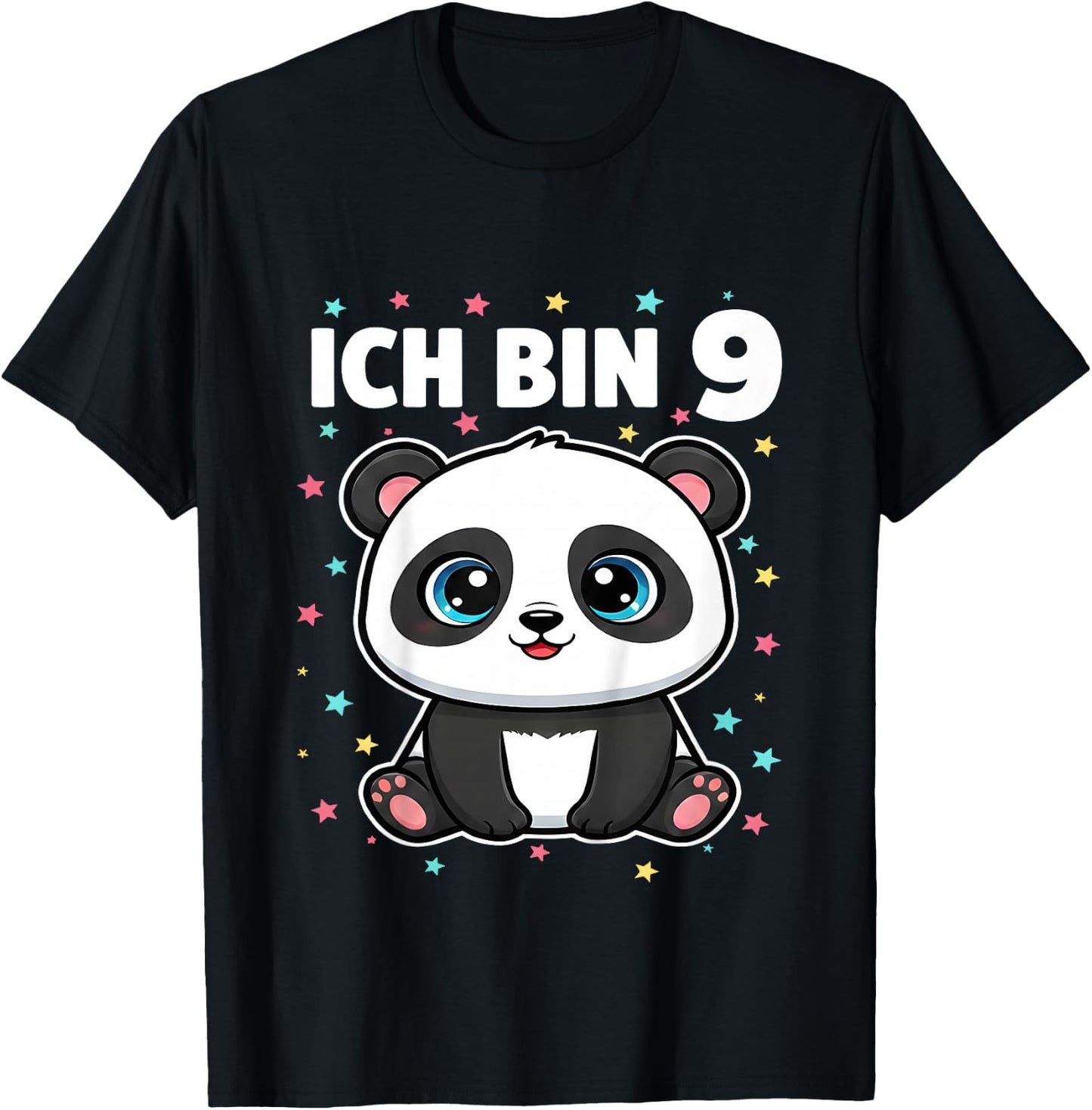 Ich Bin 9 - Süßes Panda Kindergeburtstag Junge Mädchen T-Shirt - T-Shirt | Black
